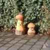 2er Set Dekofiguren - Einzigartige Pilzskulpturen Aus Holz - Pilze