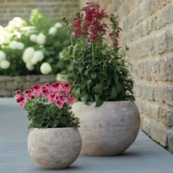 2er Set Pflanzkübel - Terrakotta - Rund - Outdoor - Laresa