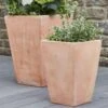 2er Set Stilvolle Pflanzvase Aus Terrakotta - Eckig - Kira -Pflanz Traum Verkaufsgeschäft 2er set stilvolle pflanzvase aus terrakotta eckig kira