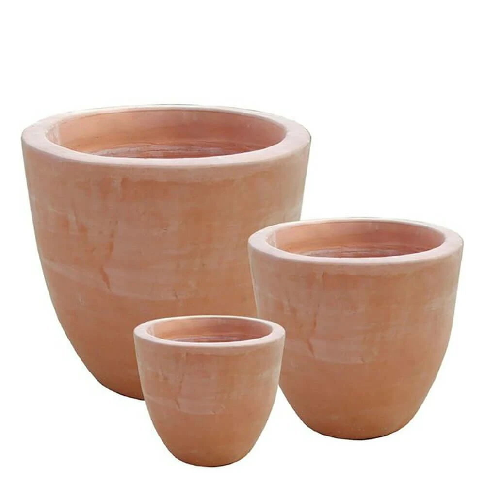 3er Set Blumenkübel Aus Terrakotta - Rund - Inaya 4 3er Set Blumenkübel Aus Terrakotta - Rund - Inaya – Bild 2