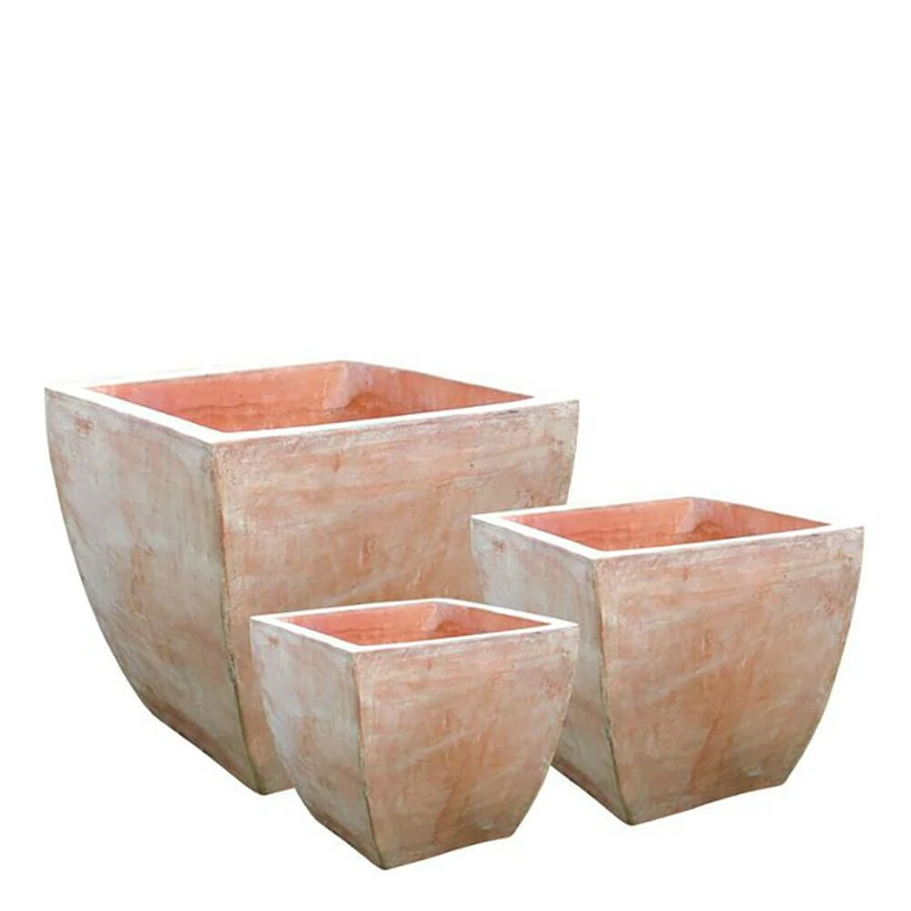 3er Set Blumenkübel - Terrakotta - Eckig - Najat 3 3er Set Blumenkübel - Terrakotta - Eckig - Najat