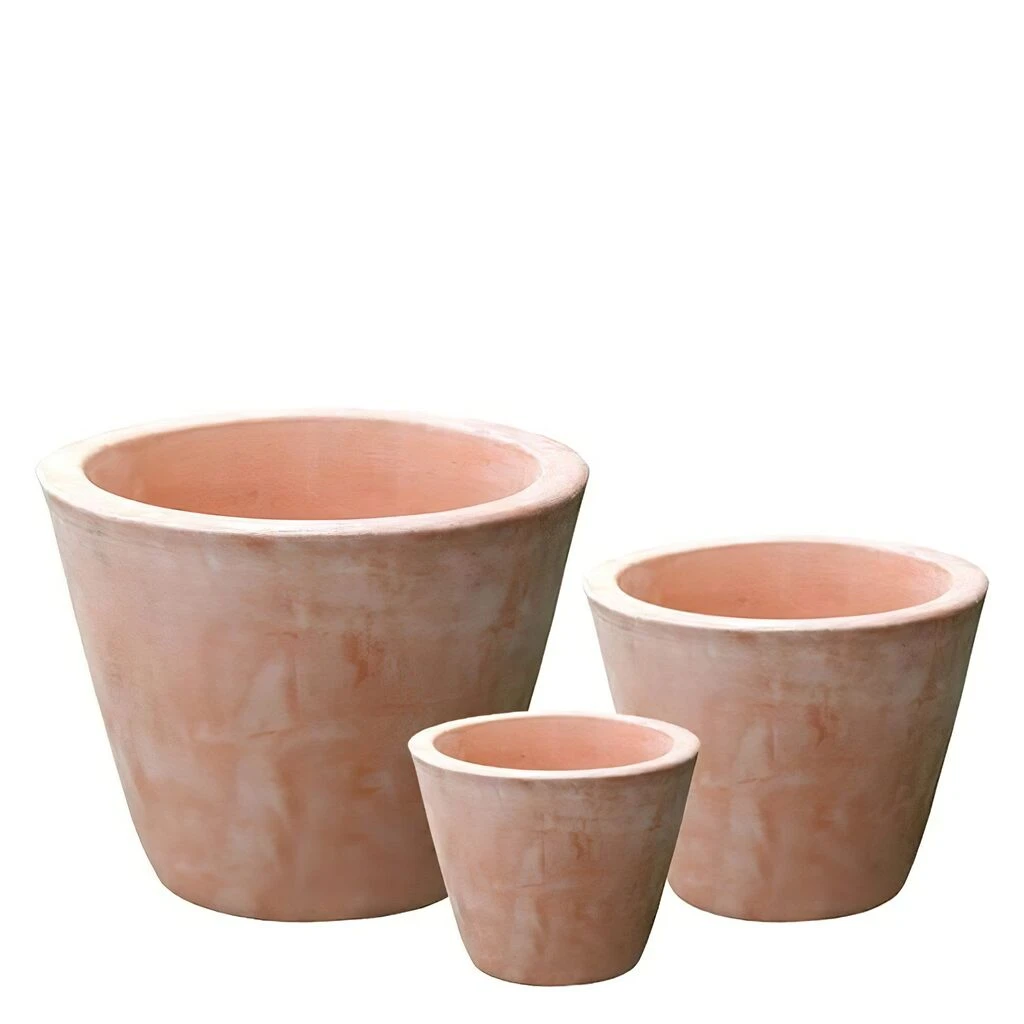 3er Set Blumentöpfe - Rund - Terrakotta - Kalifa 4 3er Set Blumentöpfe - Rund - Terrakotta - Kalifa – Bild 2