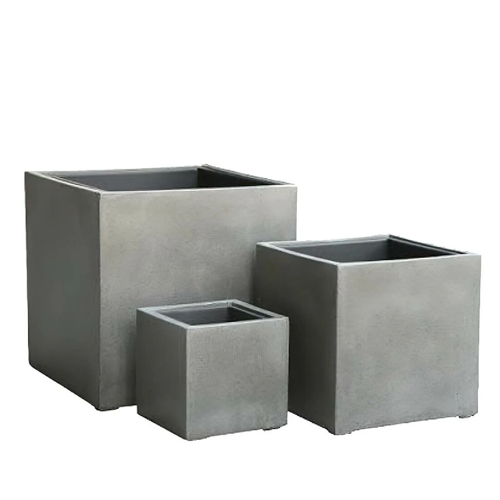 3er Set Outdoor Pflanzkübel Aus Polystone In Grau - Ligure 3 3er Set Outdoor Pflanzkübel Aus Polystone In Grau - Ligure