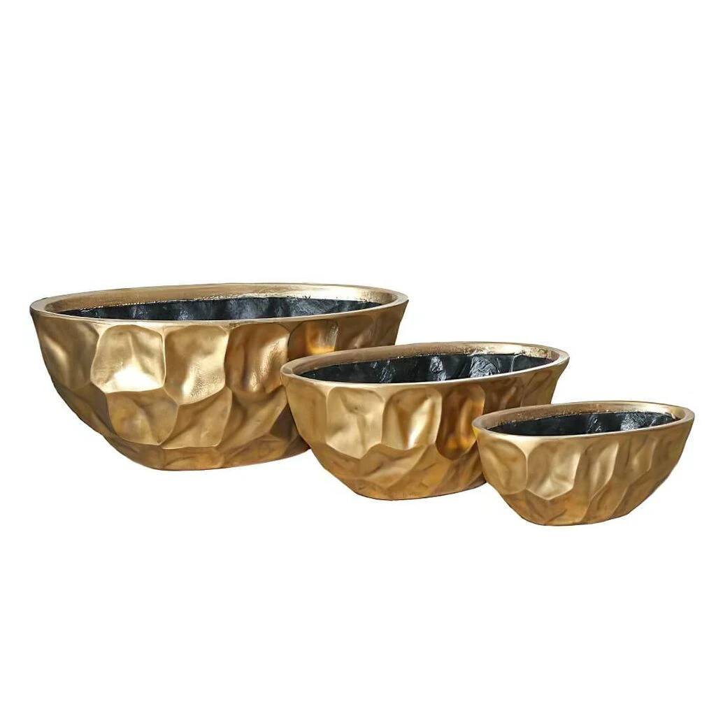 3er Set Pflanzgefäß Schiffchen - Indoor - Goldfarben - Esteron 3 3er Set Pflanzgefäß Schiffchen - Indoor - Goldfarben - Esteron