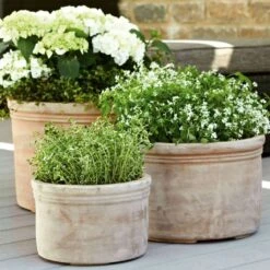 3er Set Pflanzgefäße - Rund - Terrakotta - Outdoor - Suna