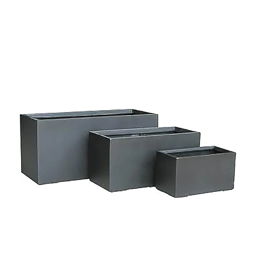 3er Set Pflanzkästen Aus Polystone In Schwarz - Venzone 3 3er Set Pflanzkästen Aus Polystone In Schwarz - Venzone