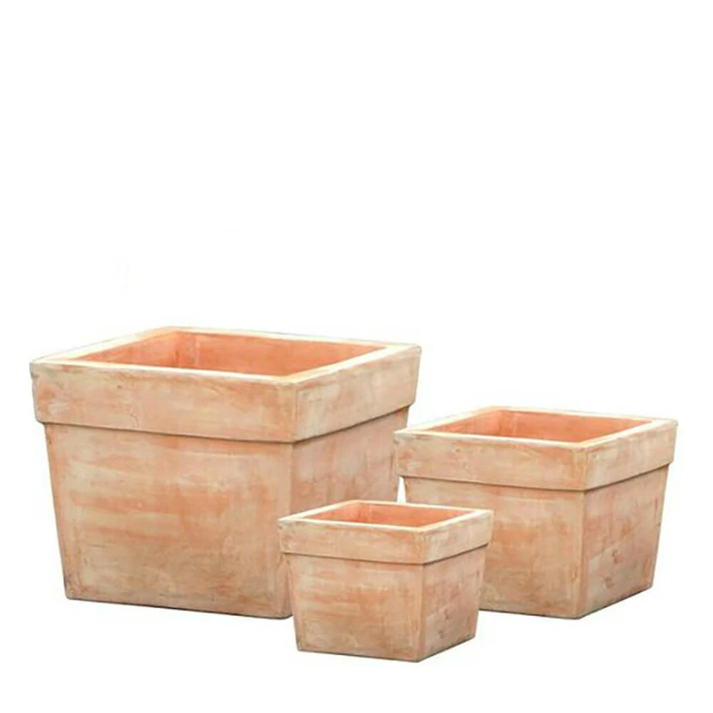 3er Set Pflanzkübel Aus Terrakotta - Eckig - Maidie 3 3er Set Pflanzkübel Aus Terrakotta - Eckig - Maidie