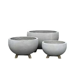 3er Set Pflanzschalen Mit Holzfuß Für Draußen - Atina