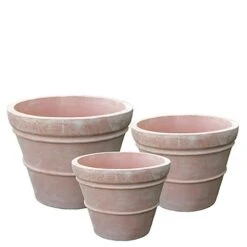 3er Set Pflanztöpfe - Terrakotta - Rund - Adiona