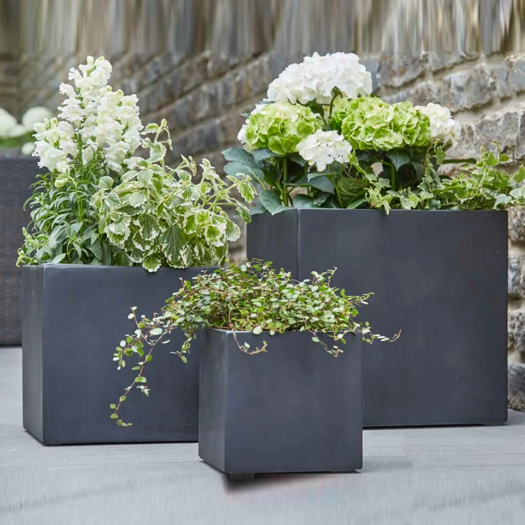 3er Set Pflanztröge Aus Polystone - Eckig - Schwarz - Enam 2 3er Set Pflanztröge Aus Polystone - Eckig - Schwarz - Enam