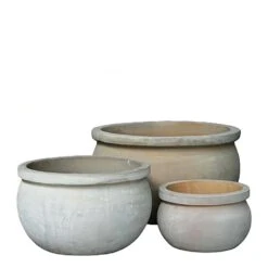 3er Set Runde Pflanztöpfe - Terrakotta - Tamarine