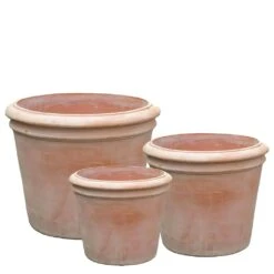 3er Set XXL Outdoor Pflanzgefäße - Terrakotta - Zarena