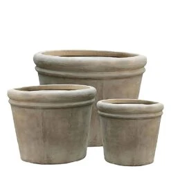 3er Set XXL Outdoor Pflanzkübel - Terrakotta - Rund - Nandele