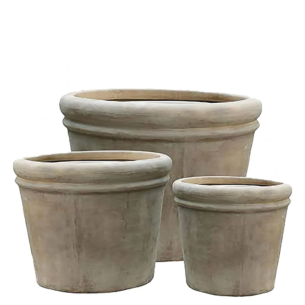 3er Set XXL Outdoor Pflanzkübel - Terrakotta - Rund - Nandele 3 3er Set XXL Outdoor Pflanzkübel - Terrakotta - Rund - Nandele