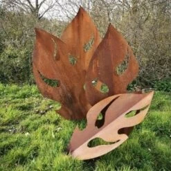 4er Set Gartendeko Blätter Aus Rost Metall - Zum Stecken Oder Legen - Martha