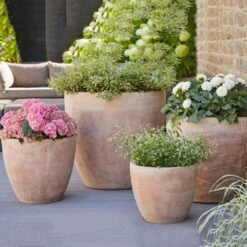 4er Set Outdoor Pflanzkübel - Terrakotta - Rund - Mabee