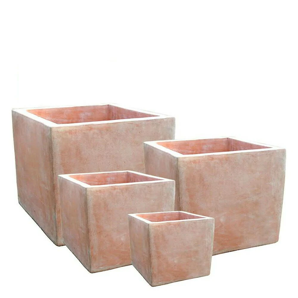 4er Set Pflanzkübel - Terrakotta - Eckig - Apinder 3 4er Set Pflanzkübel - Terrakotta - Eckig - Apinder