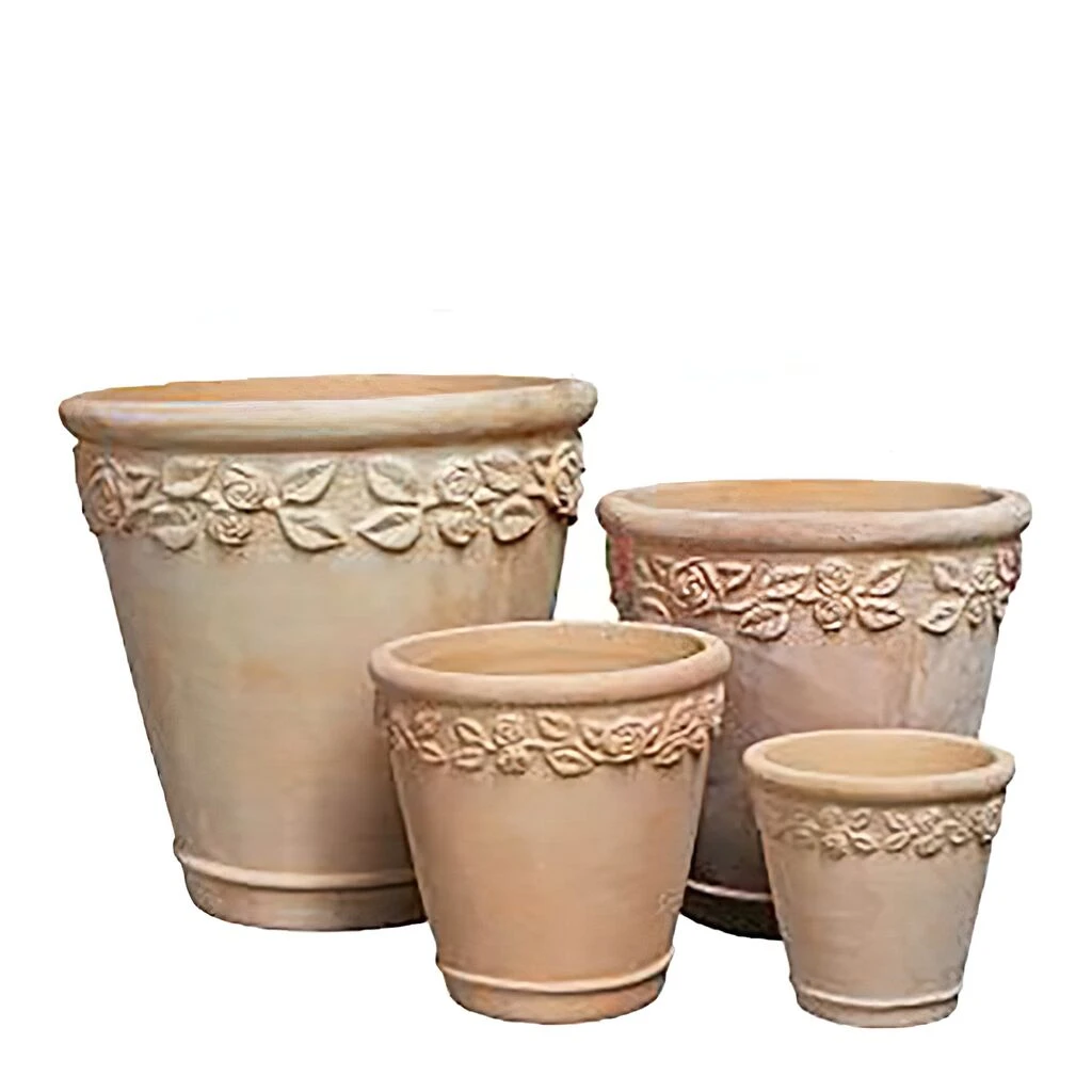 4er Set Pflanztöpfe Mit Rosenverzierung - Terrakotta - Rund - Afua 4 4er Set Pflanztöpfe Mit Rosenverzierung - Terrakotta - Rund - Afua – Bild 2