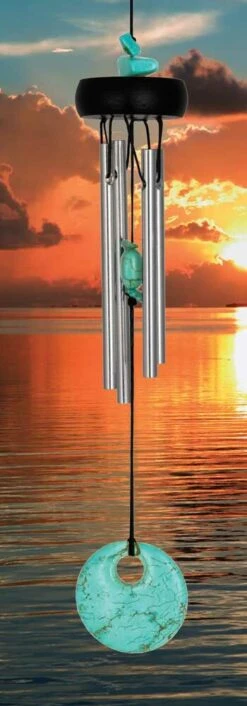 Aufhänge Windspiel Metall Woodstock Precious Stones Chimes - Türkis -Pflanz Traum Verkaufsgeschäft aufhaenge windspiel metall woodstock precious stones chimes tuerkis2