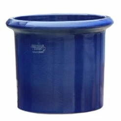 Blauer Garten Blumentopf Aus Steinzeug - Frostsicher - Rund - Niobe Azur