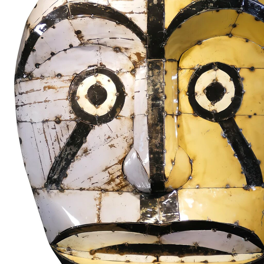 Dekorative Maske Mit Gesicht Aus Recycelten Ölfässern Für Die Wand - Leilani 4 Dekorative Maske Mit Gesicht Aus Recycelten Ölfässern Für Die Wand - Leilani – Bild 2