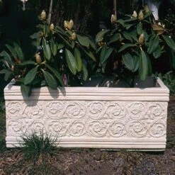 Dekorativer Steinguss Pflanztrog Mit Floraler Verzierung - Evando -Pflanz Traum Verkaufsgeschäft dekorativer steinguss pflanztrog mit floraler verzierung evando2