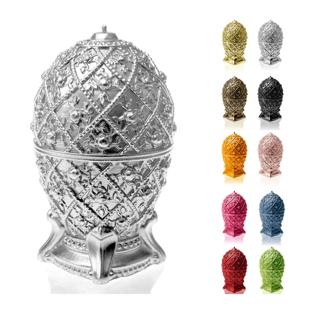 Dekoratives Schmuck-Ei Aus Wachs - Silberne Kerze - Vegan - Nesken 4 Dekoratives Schmuck-Ei Aus Wachs - Silberne Kerze - Vegan - Nesken – Bild 2