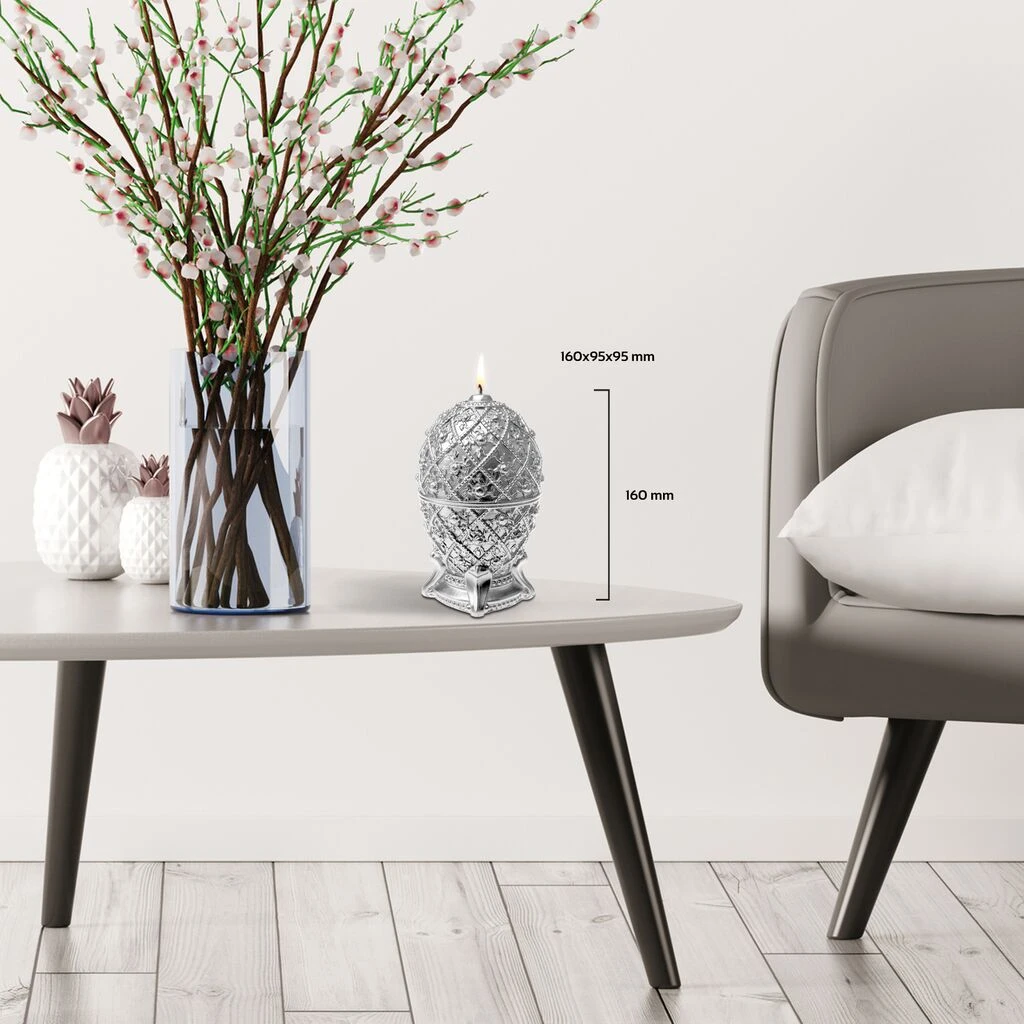 Dekoratives Schmuck-Ei Aus Wachs - Silberne Kerze - Vegan - Nesken 5 Dekoratives Schmuck-Ei Aus Wachs - Silberne Kerze - Vegan - Nesken – Bild 3