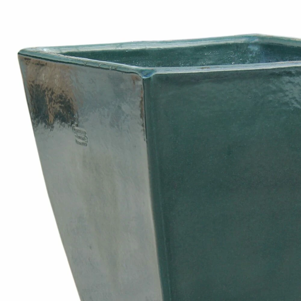 Design Blumentopf Für Draußen - Eckig - Steinzeug Frostfest - Grün - Klythia Verde 4 Design Blumentopf Für Draußen - Eckig - Steinzeug Frostfest - Grün - Klythia Verde – Bild 2