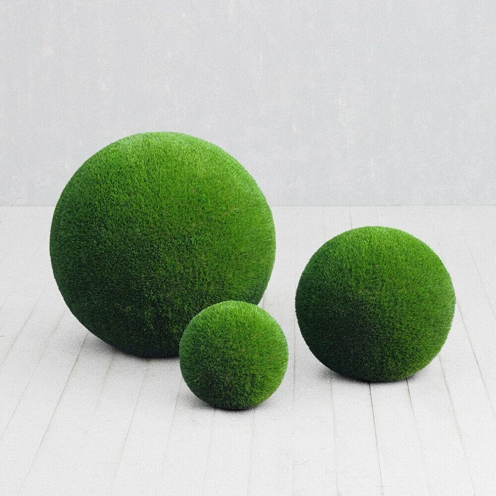 Drei Kugeln Aus GFK & Kunstrasen Als Schlichte Topiary Gartendeko - Kula Set 3 Drei Kugeln Aus GFK & Kunstrasen Als Schlichte Topiary Gartendeko - Kula Set