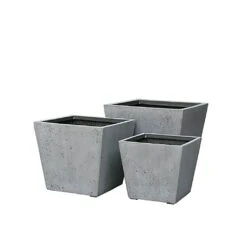 Eckige Pflanzkübel - Zement-Optik - 3er Set - Tondo