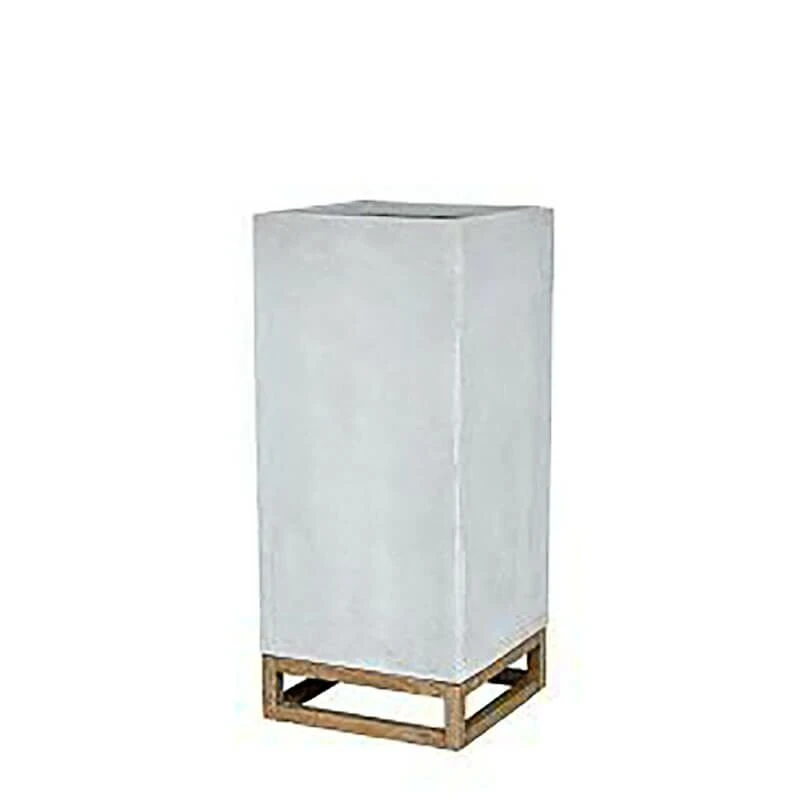 Eckige Pflanzvase Aus Glasfaser-Beton - Modern - Mit Holz - Arrone 4 Eckige Pflanzvase Aus Glasfaser-Beton - Modern - Mit Holz - Arrone – Bild 2