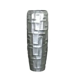 Edle XXL Vase Aus Polystone - Silber- Indoor - Mit Einsatz - Abeni