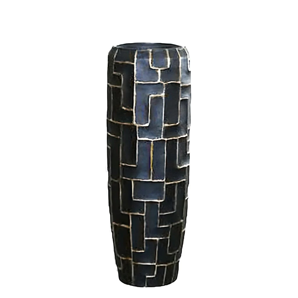 Edle XXL Vase Mit Einsatz Aus Polystone - Schwarz&Gold - Ayana 4 Edle XXL Vase Mit Einsatz Aus Polystone - Schwarz&Gold - Ayana – Bild 2