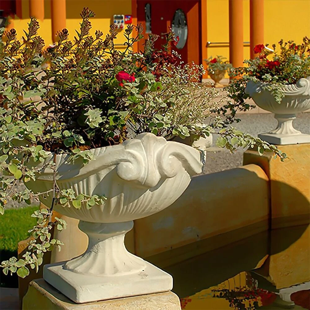 Elegante Pflanzschale Aus Steinguss - Rund - Edessa 4 Elegante Pflanzschale Aus Steinguss - Rund - Edessa – Bild 2