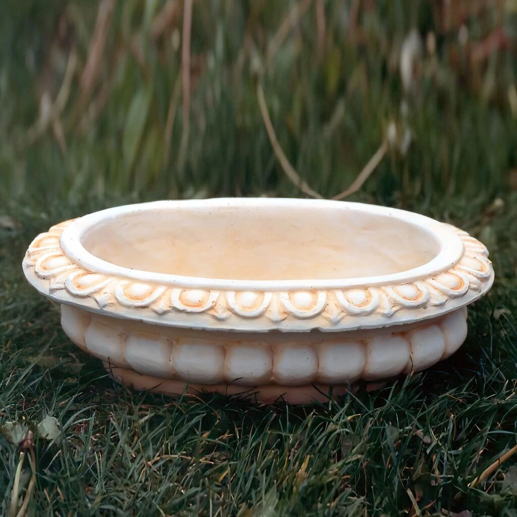 Flache Pflanzschale Aus Steinguss Für Den Garten - Despina 3 Flache Pflanzschale Aus Steinguss Für Den Garten - Despina