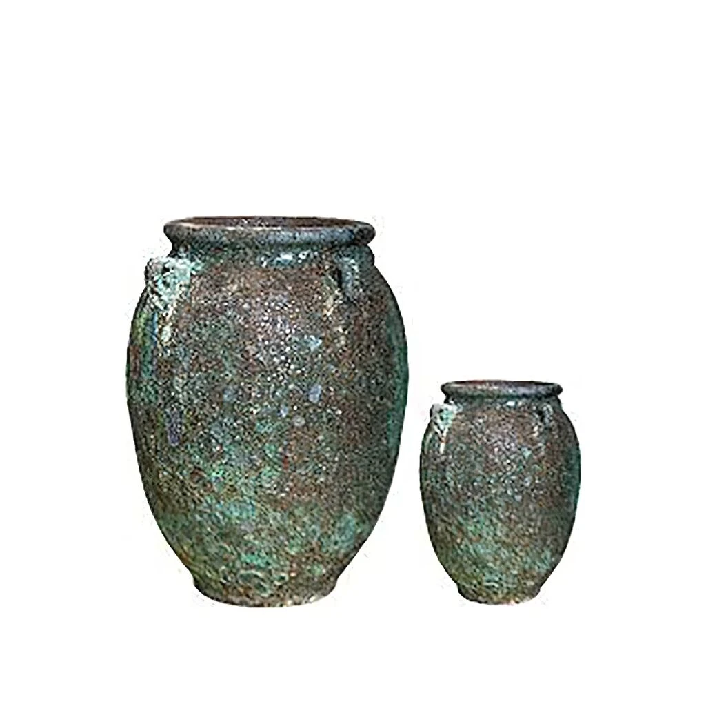 Garten Amphore Im 2er Set - Antikes Design - Grün - Gangi 3 Garten Amphore Im 2er Set - Antikes Design - Grün - Gangi