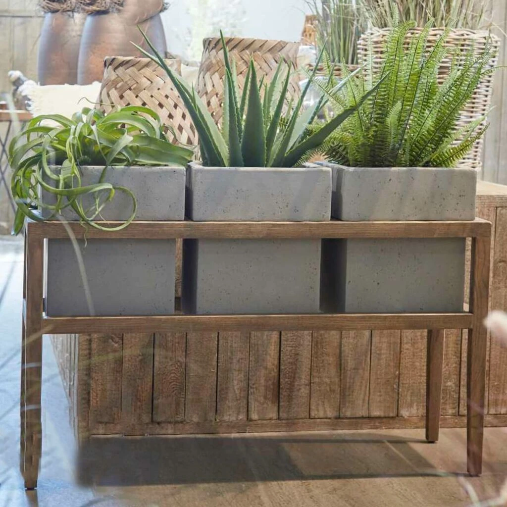 Garten Blumenkübel 3er Set Mit Holzgestell - Fi-Beton - Retando 3 Garten Blumenkübel 3er Set Mit Holzgestell - Fi-Beton - Retando