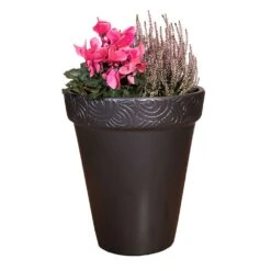 Garten Blumentopf Aus Keramik Mit Verzierung - Winterfest - Anthrazit - Inka Nubilum Niger