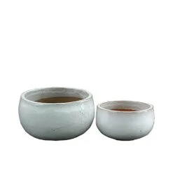 Garten Pflanzschale 2er Set - Keramik Weiß - Betino