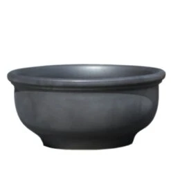 Garten Pflanzschale Aus Steinzeug - Rund - Frostsicher - Anthrazit - Pleione Niger