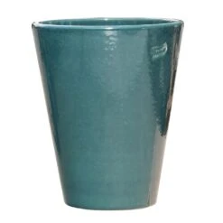 Garten Pflanzvase Aus Steinzeug - Winterfest - Grün - Rund - Zeitlos - Amphiro Verde