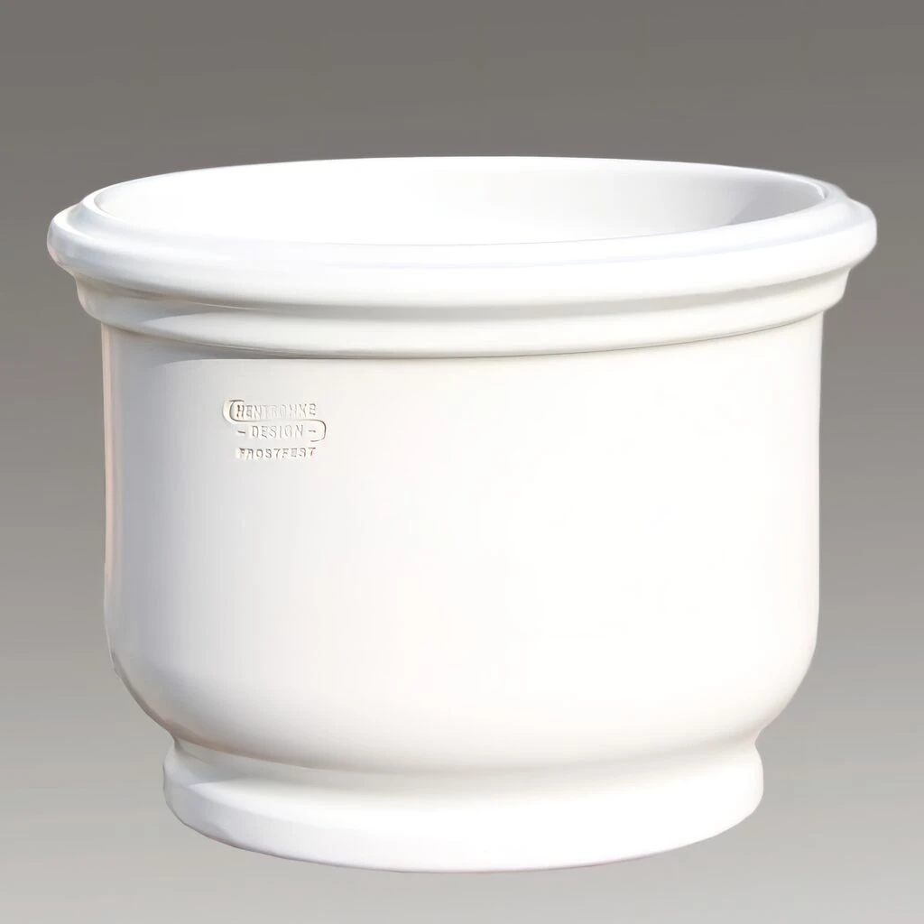 Großer Runder Blumenkübel In Weiß - Steinzeug Winterfest - Brevis Blanc 3 Großer Runder Blumenkübel In Weiß - Steinzeug Winterfest - Brevis Blanc