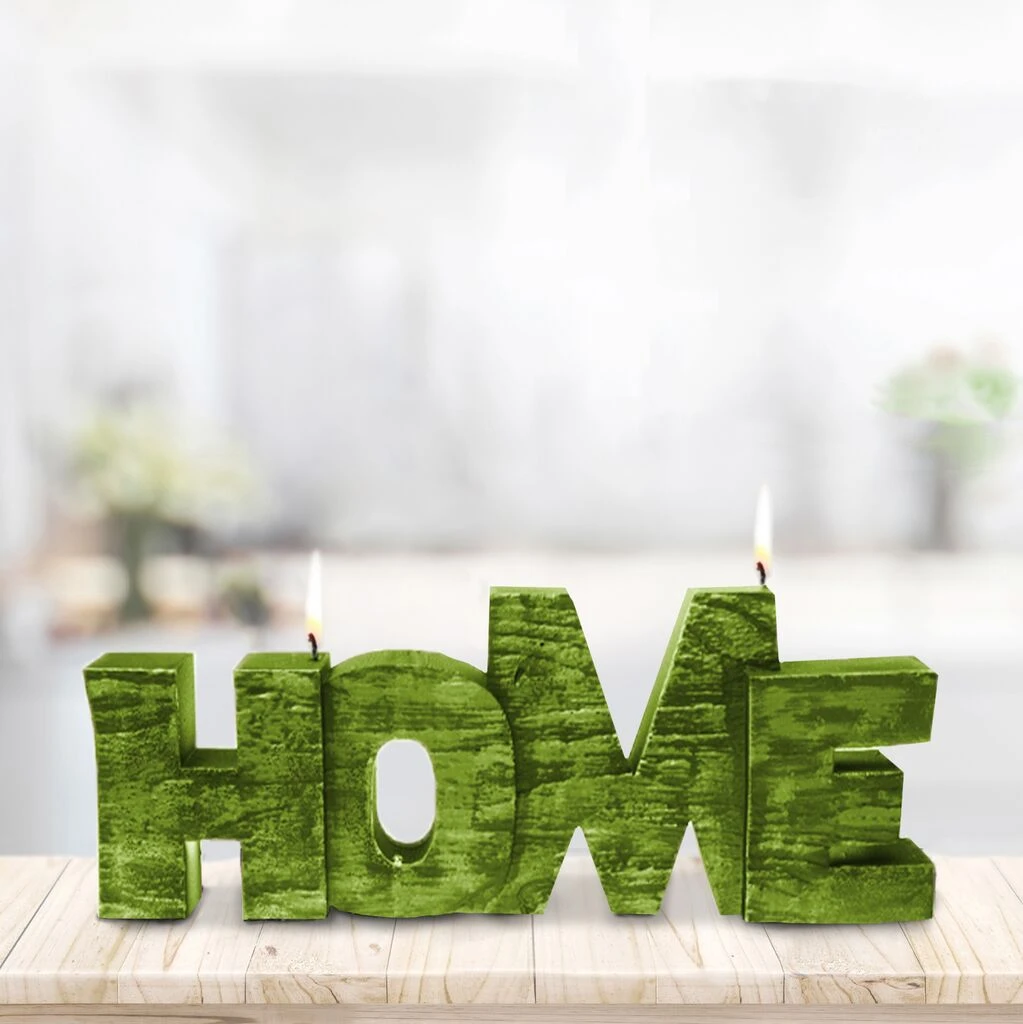 Grüne Dekokerze - Home Schild- Groß & Vegan - Home Light 6 Grüne Dekokerze - Home Schild- Groß & Vegan - Home Light – Bild 4