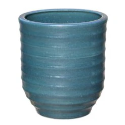 Grüner Blumenkübel Aus Steinzeug - Rund - Frostsicher - Ventus Verde