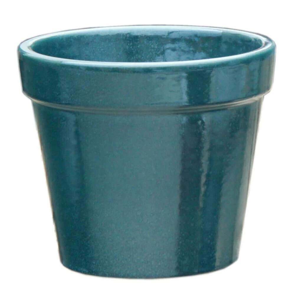 Grüner Pflanztopf Aus Steinzeug - Frostsicher - Rund - Zeitlos - Xanthe Verde 3 Grüner Pflanztopf Aus Steinzeug - Frostsicher - Rund - Zeitlos - Xanthe Verde