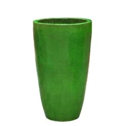 Hohe Pflanzvase Aus Glasierter Keramik - Grün - Gerando