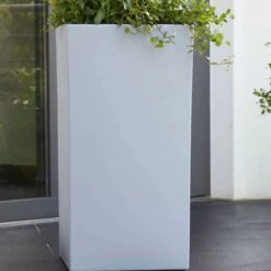 Leichte Outdoor Pflanzvase Aus Kunststoff - Eckig - Grau - UV-Beständig - Ira