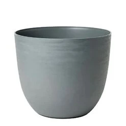 Leichter Pflanzkübel Mit Bewässerungseinsatz Aus Kunststoff - UV-Beständig - Rund - Grau - Jalma