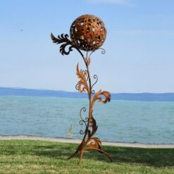 Metall Gartenplastik XXL Im Floralen Design Mit Kugel - Florala -Pflanz Traum Verkaufsgeschäft metall gartenplastik xxl im floralen design mit kugel florala4